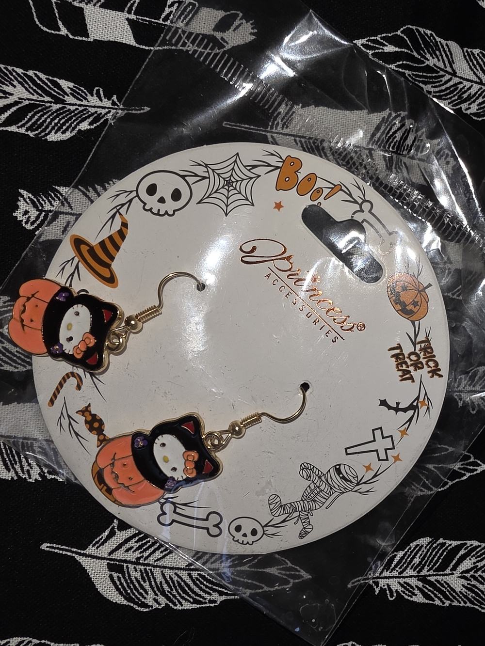 Halloween Cat Pumpkin Dangle Earrings